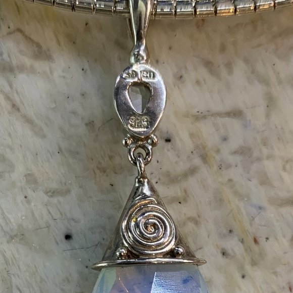 Iridescent Opalite, topaz and Sterling Pendant - Picture 5 of 5